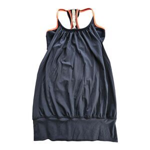 Lululemon No Limits Tank Navy Blue Size 4 Built in Bra Elastic Waist